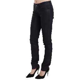 Black Cotton Low Waist Skinny Denim Pants