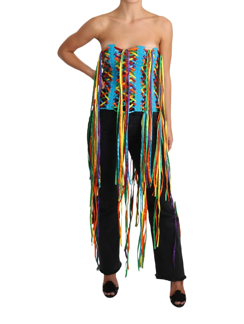 Multicolor Strings Bustier Polyester Corset  Top