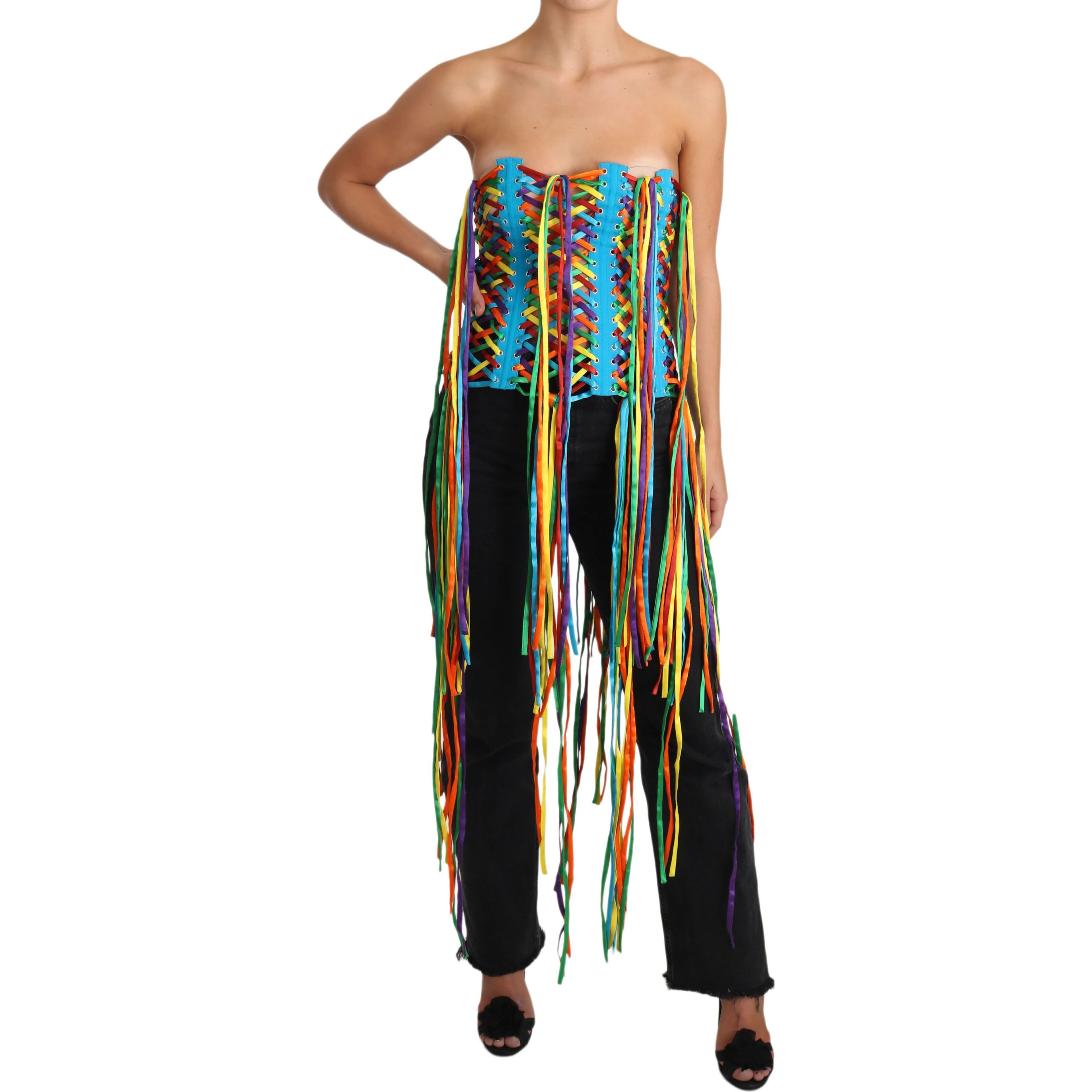 Multicolor Strings Bustier Polyester Corset Top