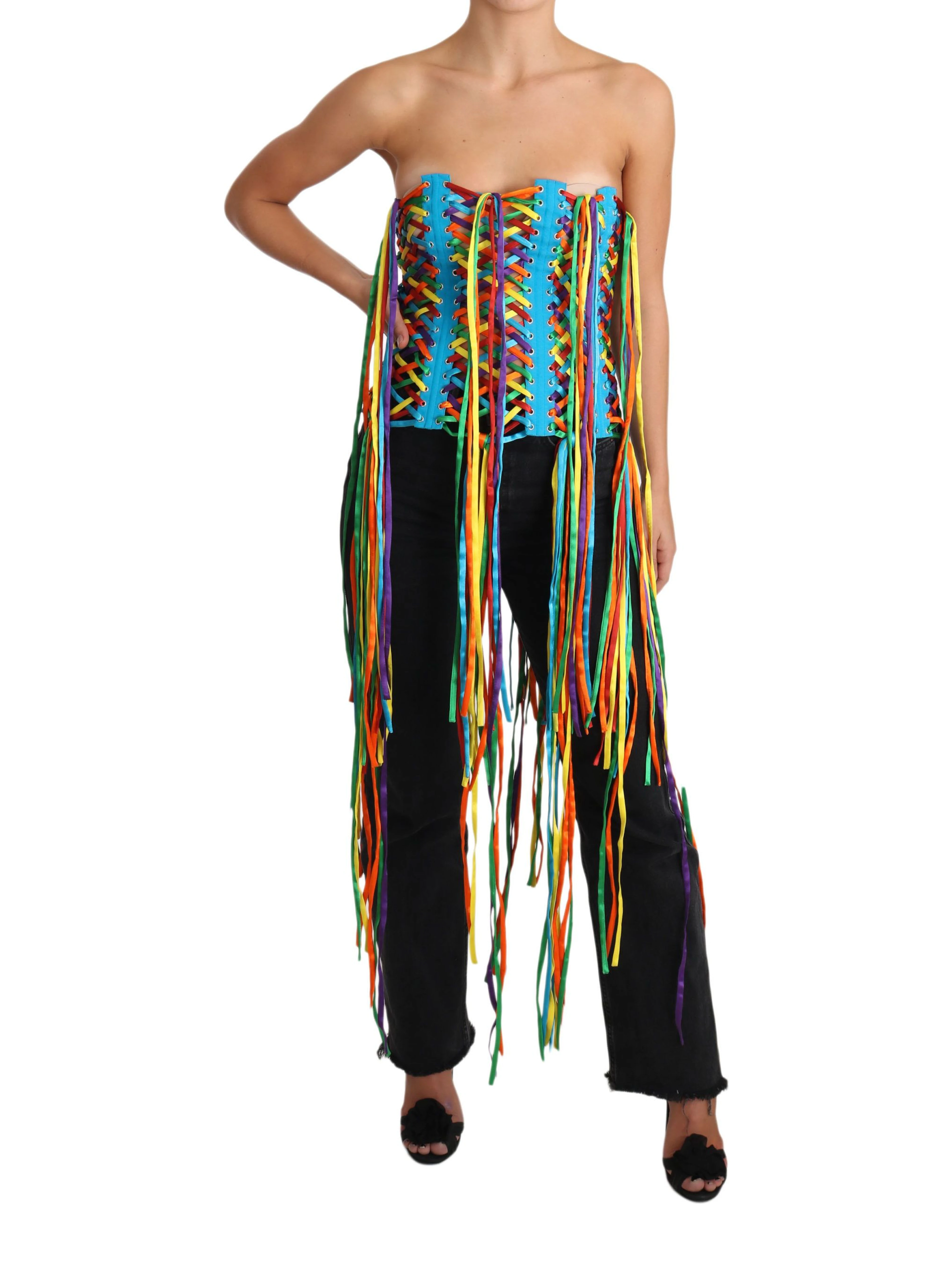 Multicolor Strings Bustier Polyester Corset  Top