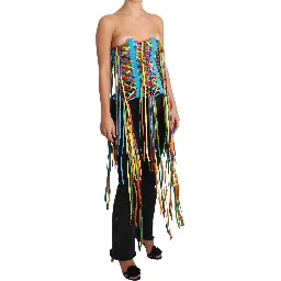 Multicolor Strings Bustier Polyester Corset  Top