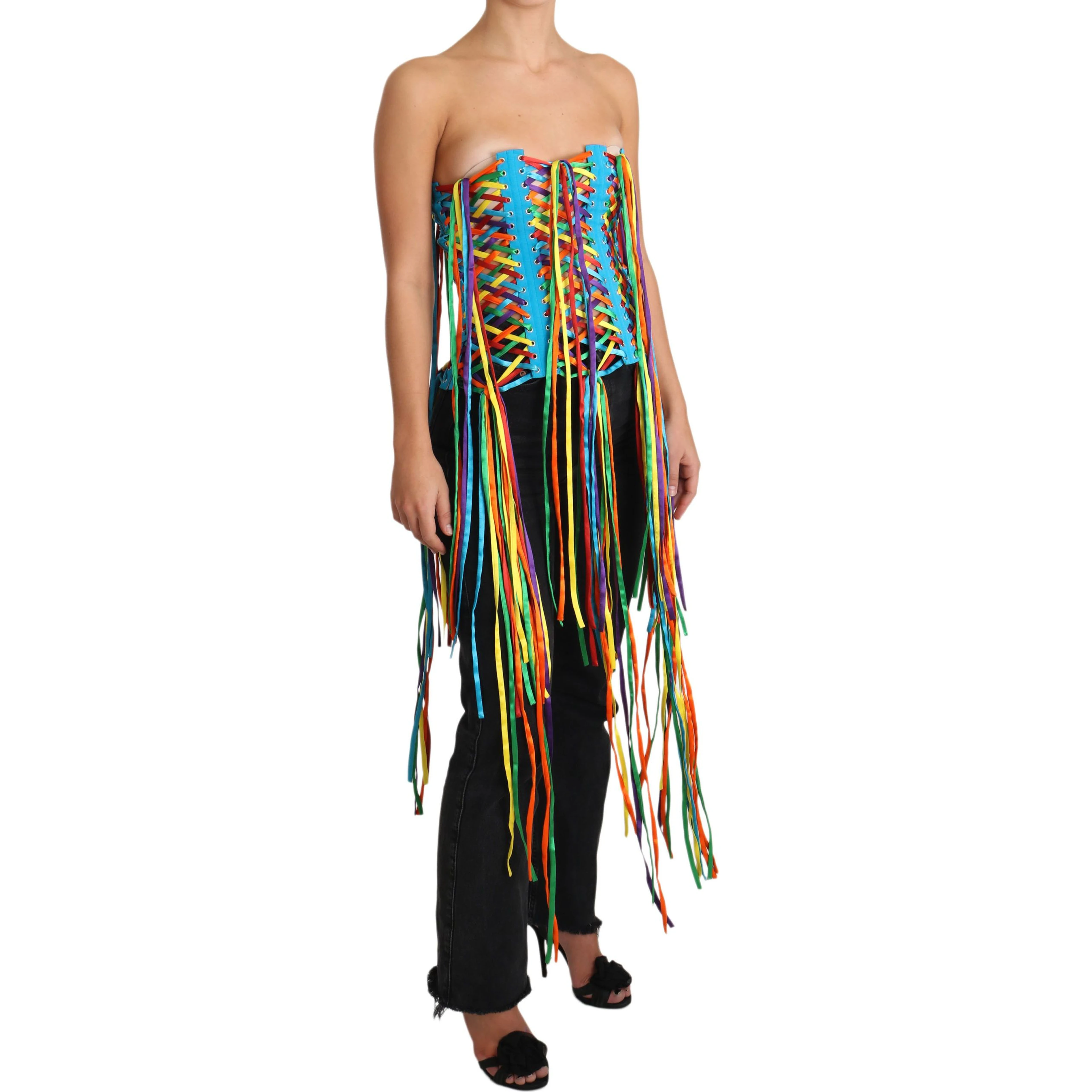 Multicolor Strings Bustier Polyester Corset Top
