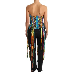 Multicolor Strings Bustier Polyester Corset  Top