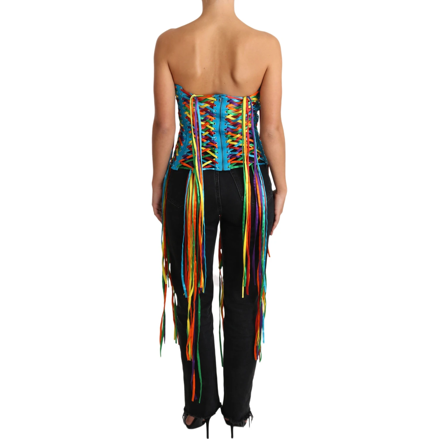 Multicolor Strings Bustier Polyester Corset Top