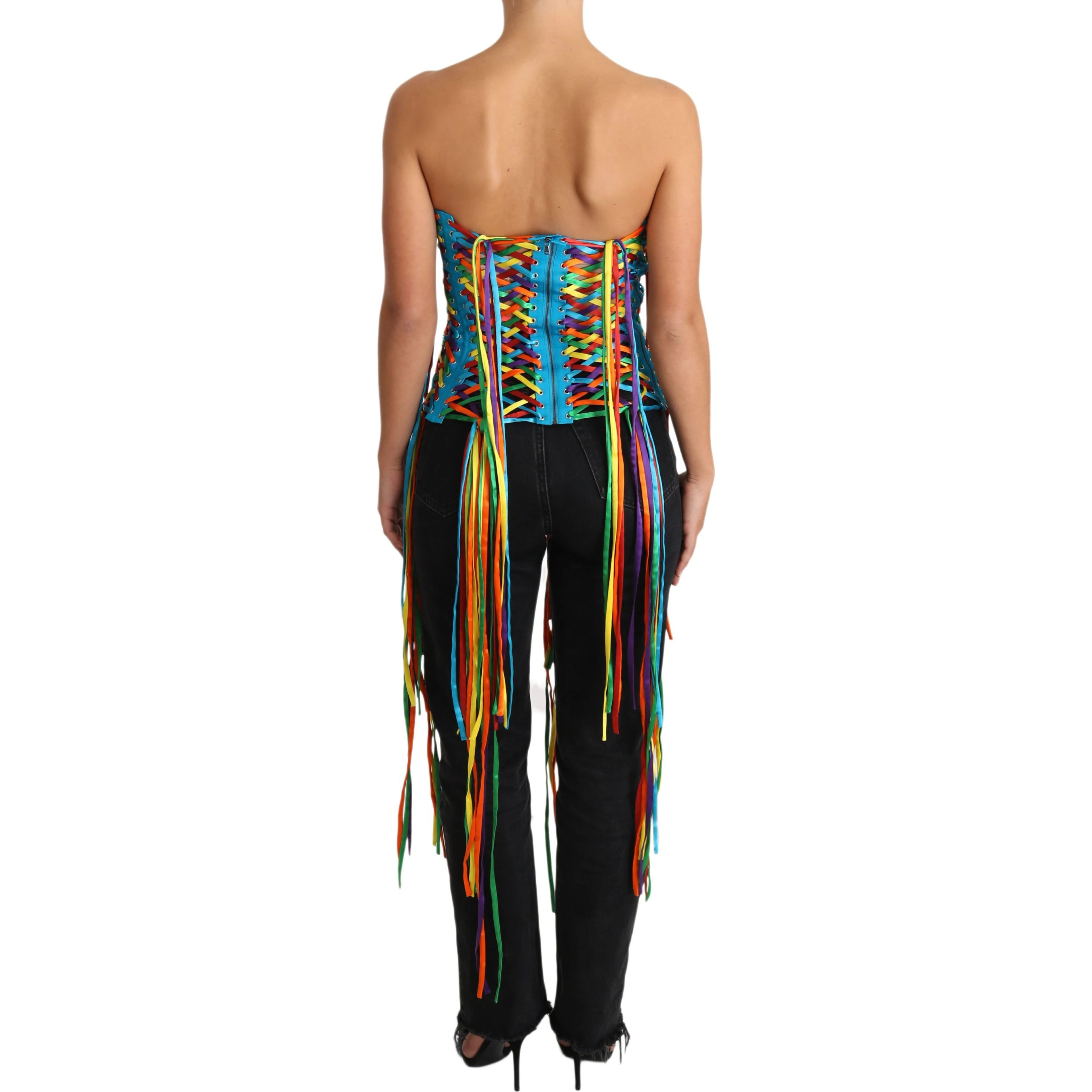 Multicolor Strings Bustier Polyester Corset Top