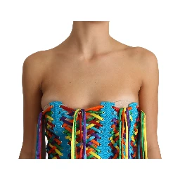Multicolor Strings Bustier Polyester Corset  Top