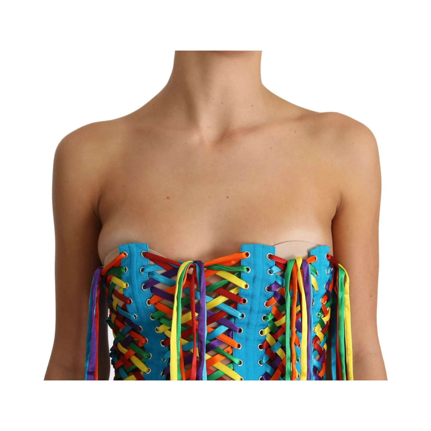 Multicolor Strings Bustier Polyester Corset Top