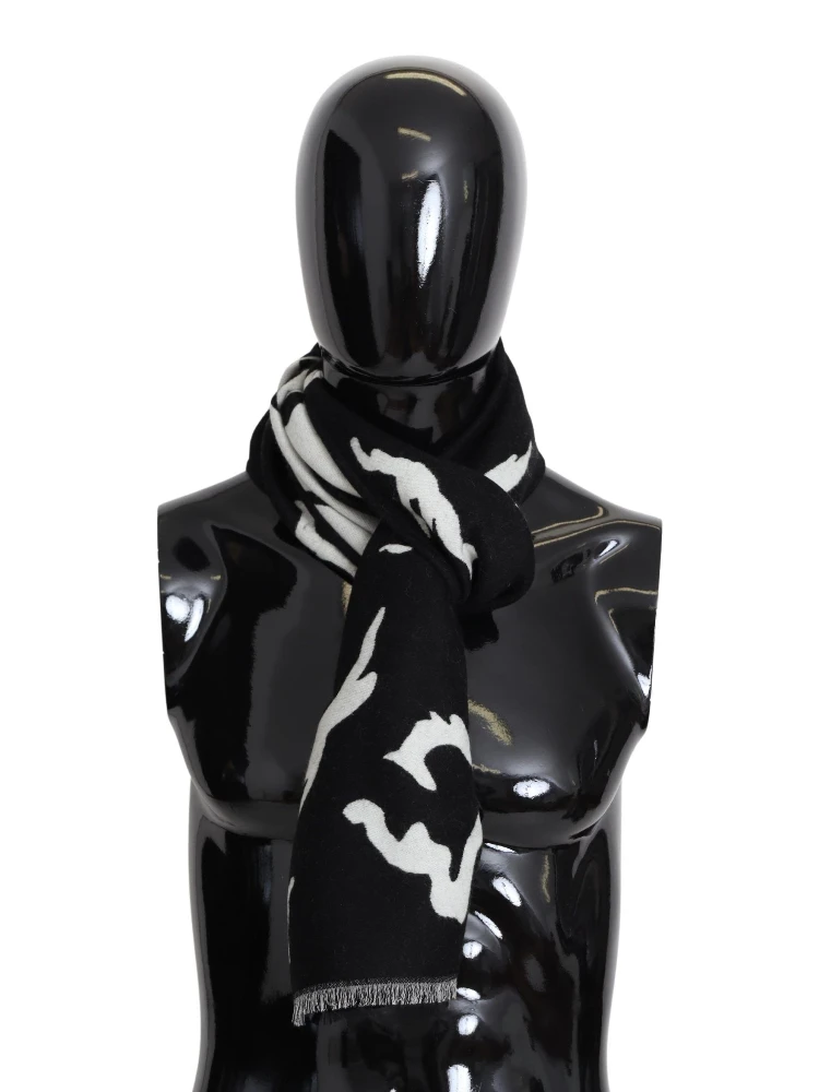 Black White Wool Unisex Winter Warm Scarf Wrap Shawl