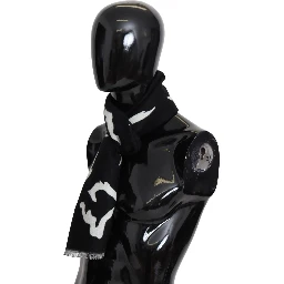 Black White Wool Unisex Winter Warm Scarf Wrap Shawl