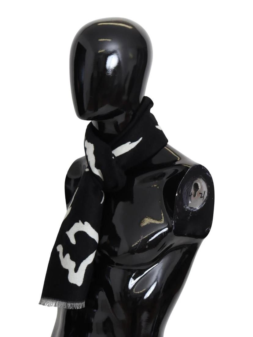 Black White Wool Unisex Winter Warm Scarf Wrap Shawl