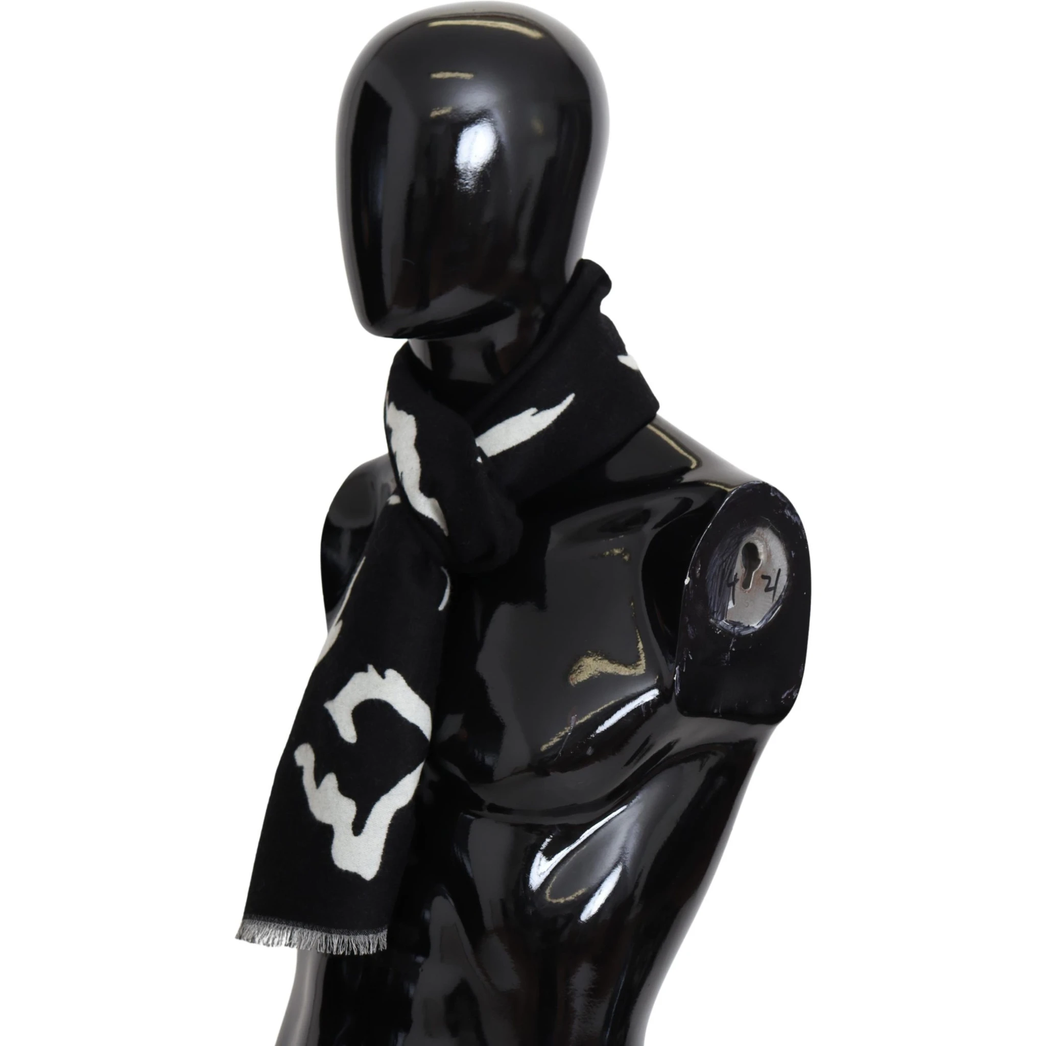 Black White Wool Unisex Winter Warm Scarf Wrap Shawl