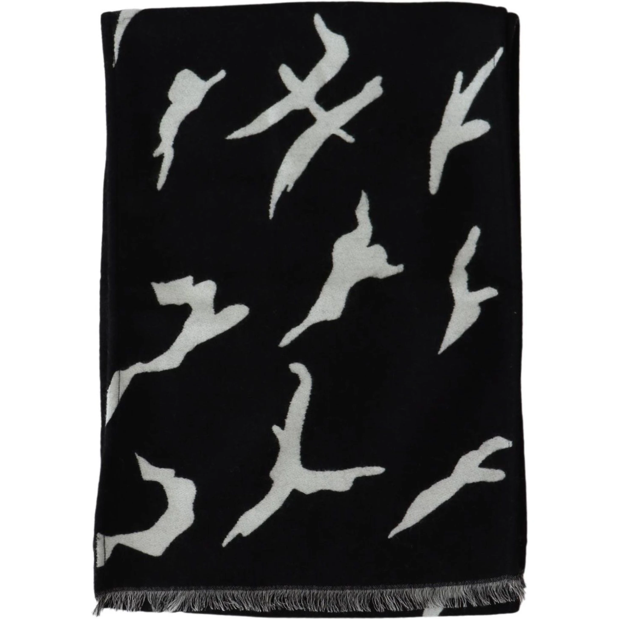 Black White Wool Unisex Winter Warm Scarf Wrap Shawl