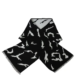Black White Wool Unisex Winter Warm Scarf Wrap Shawl