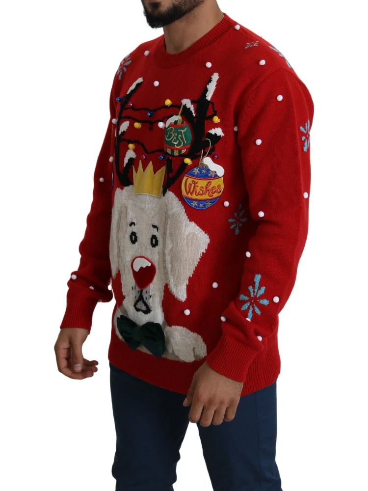 Red Christmas Dog Pullover Cashmere Sweater alternative