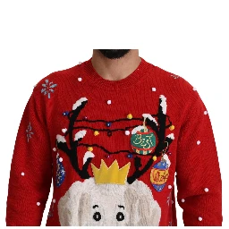 Red Christmas Dog Pullover Cashmere Sweater