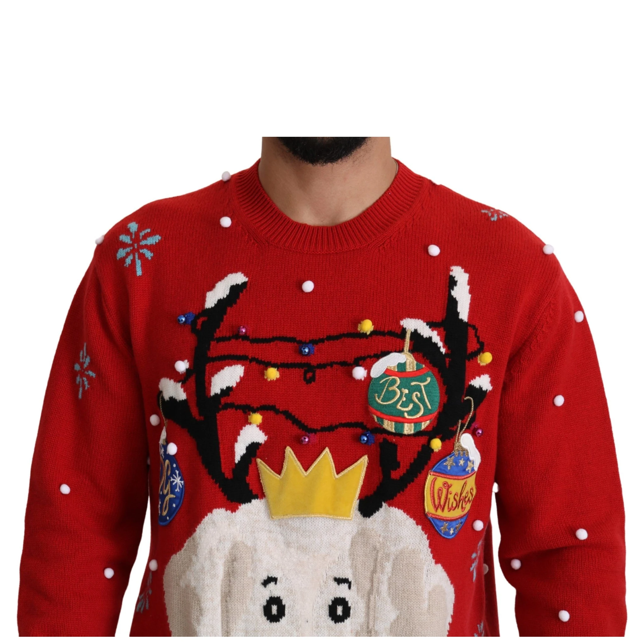 Red Christmas Dog Pullover Cashmere Sweater