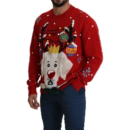 Red Christmas Dog Pullover Cashmere Sweater
