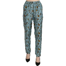 Blue Musical Instruments Print Tapered Pants