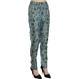 Blue Musical Instruments Print Tapered Pants