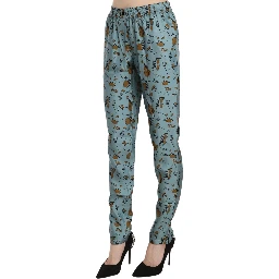 Blue Musical Instruments Print Tapered Pants