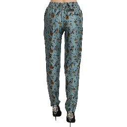 Blue Musical Instruments Print Tapered Pants
