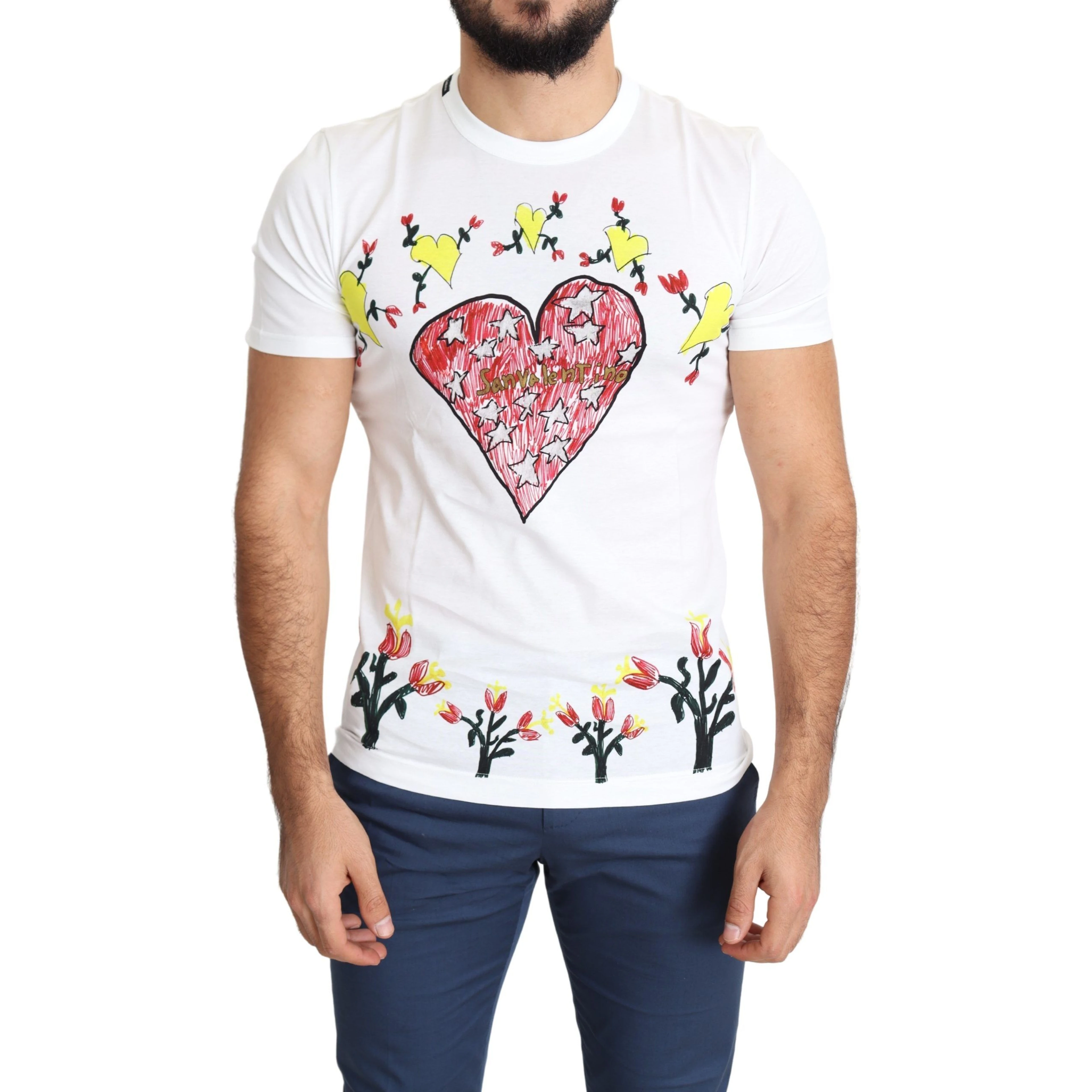 White Saint Valentine Print Cotton Men T-shirt