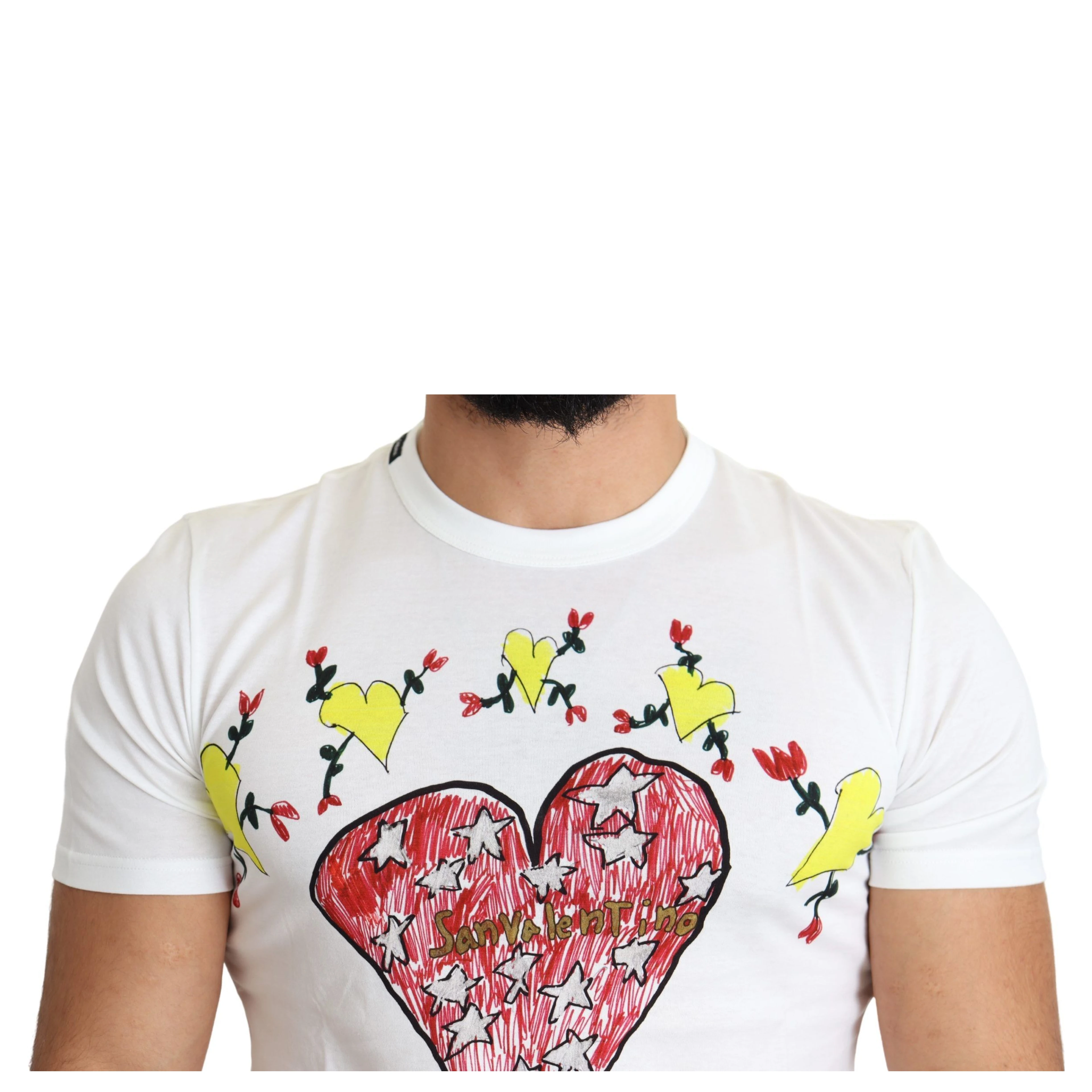 White Saint Valentine Print Cotton Men T-shirt