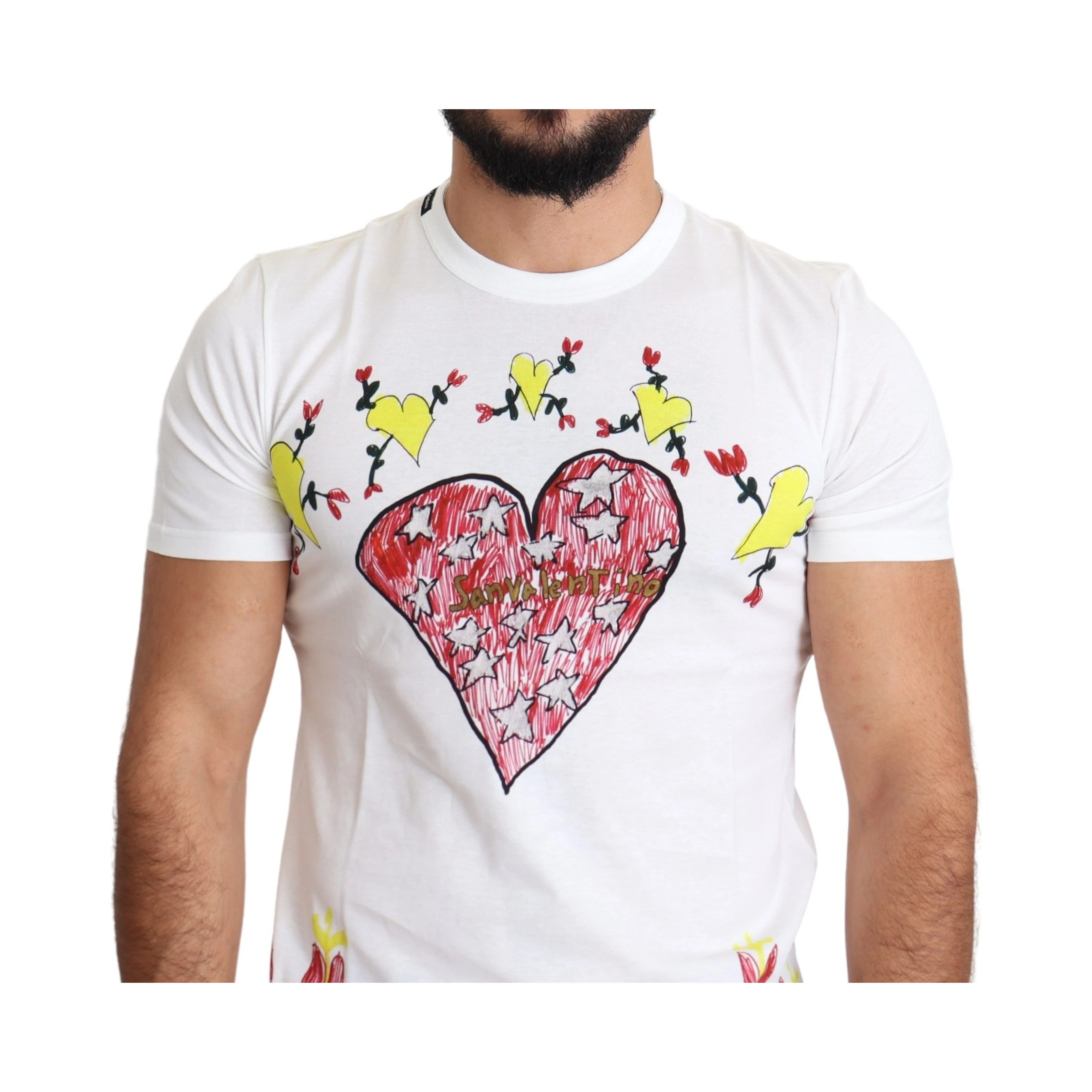 White Saint Valentine Print Cotton Men T-shirt
