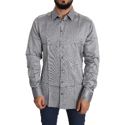 Gray Cotton Men Formal GOLD Dress Shirt