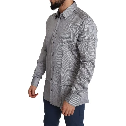Gray Cotton Men Formal GOLD Dress Shirt