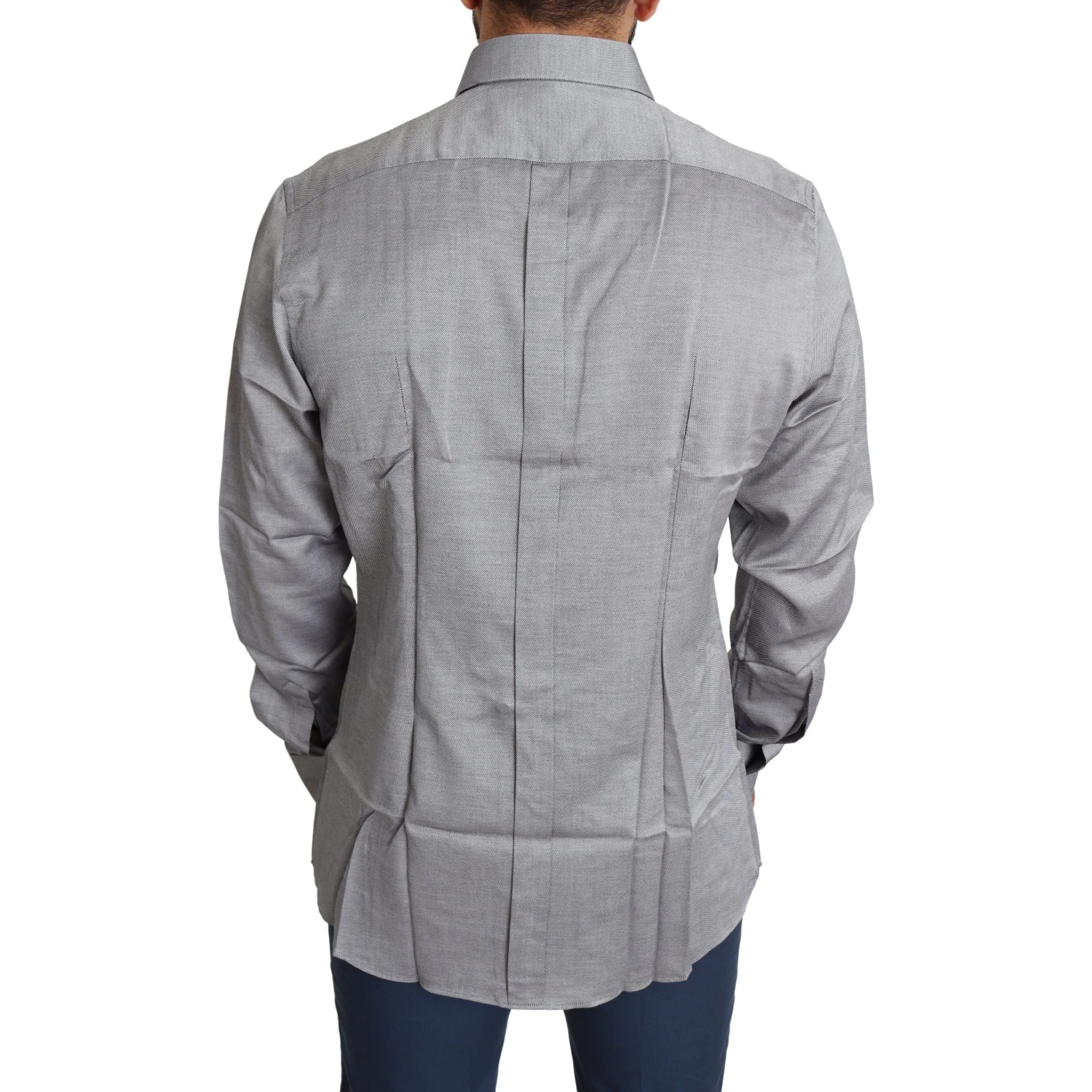 Gray Cotton Men Formal GOLD Dress Shirt