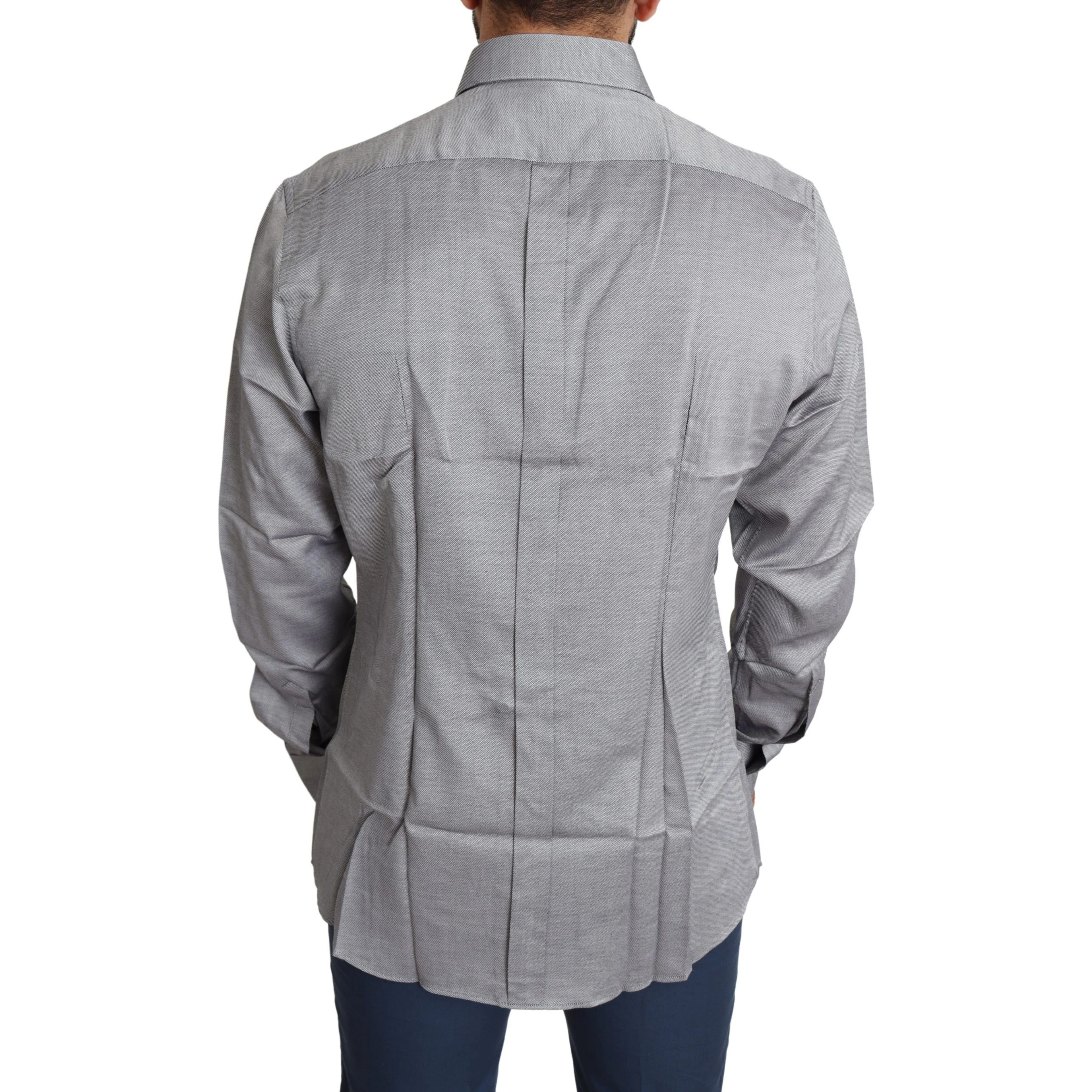 Gray Cotton Men Formal GOLD Dress Shirt