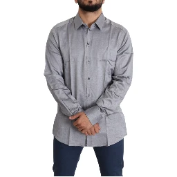 Gray Cotton Men Formal GOLD Dress Shirt