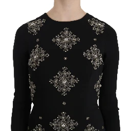 Black Crystal Stretch Mini Shift Dress