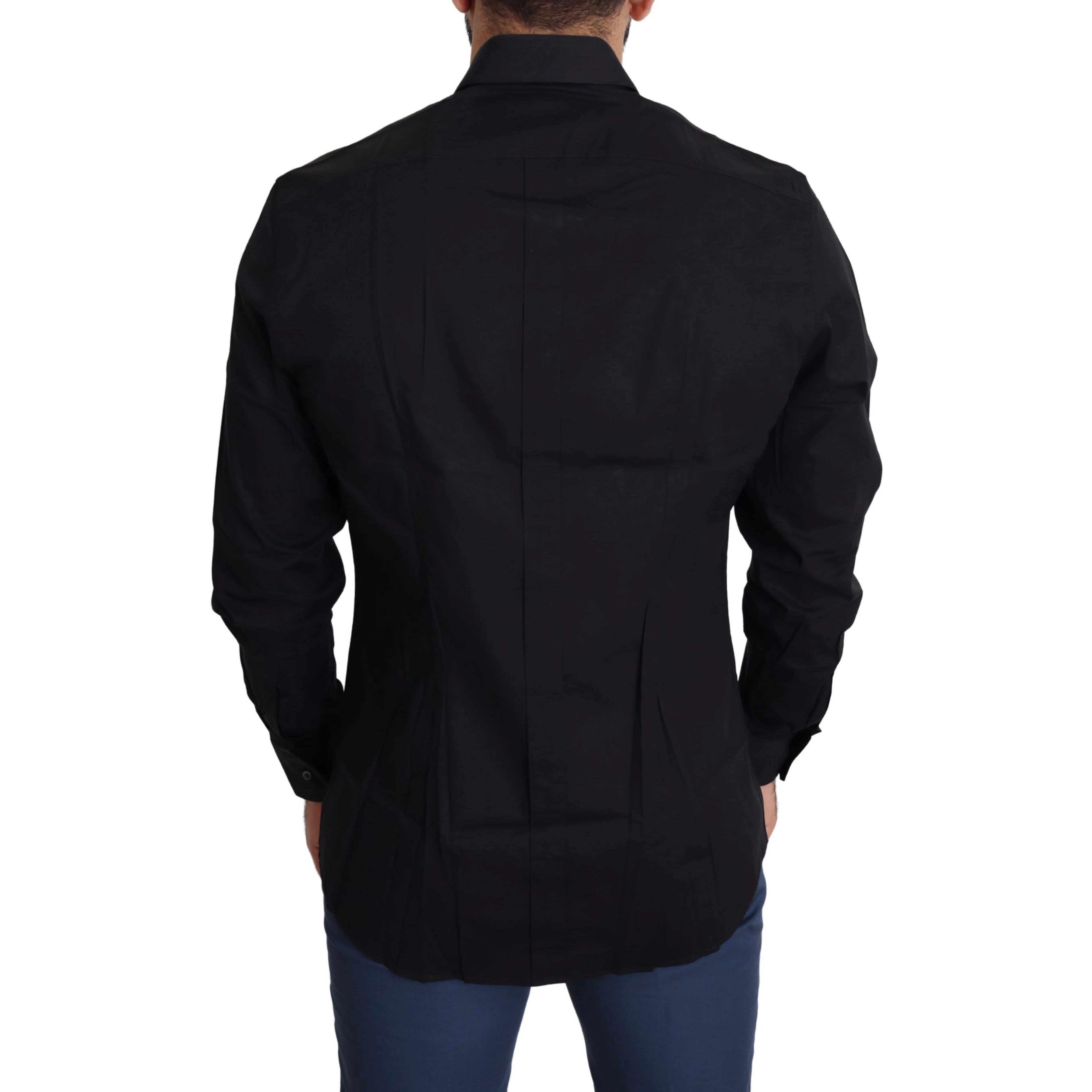 Black Cotton Stretch Formal GOLD Dress Shirt