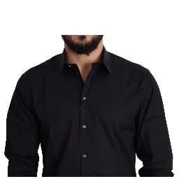 Black Cotton Stretch Formal GOLD Dress Shirt