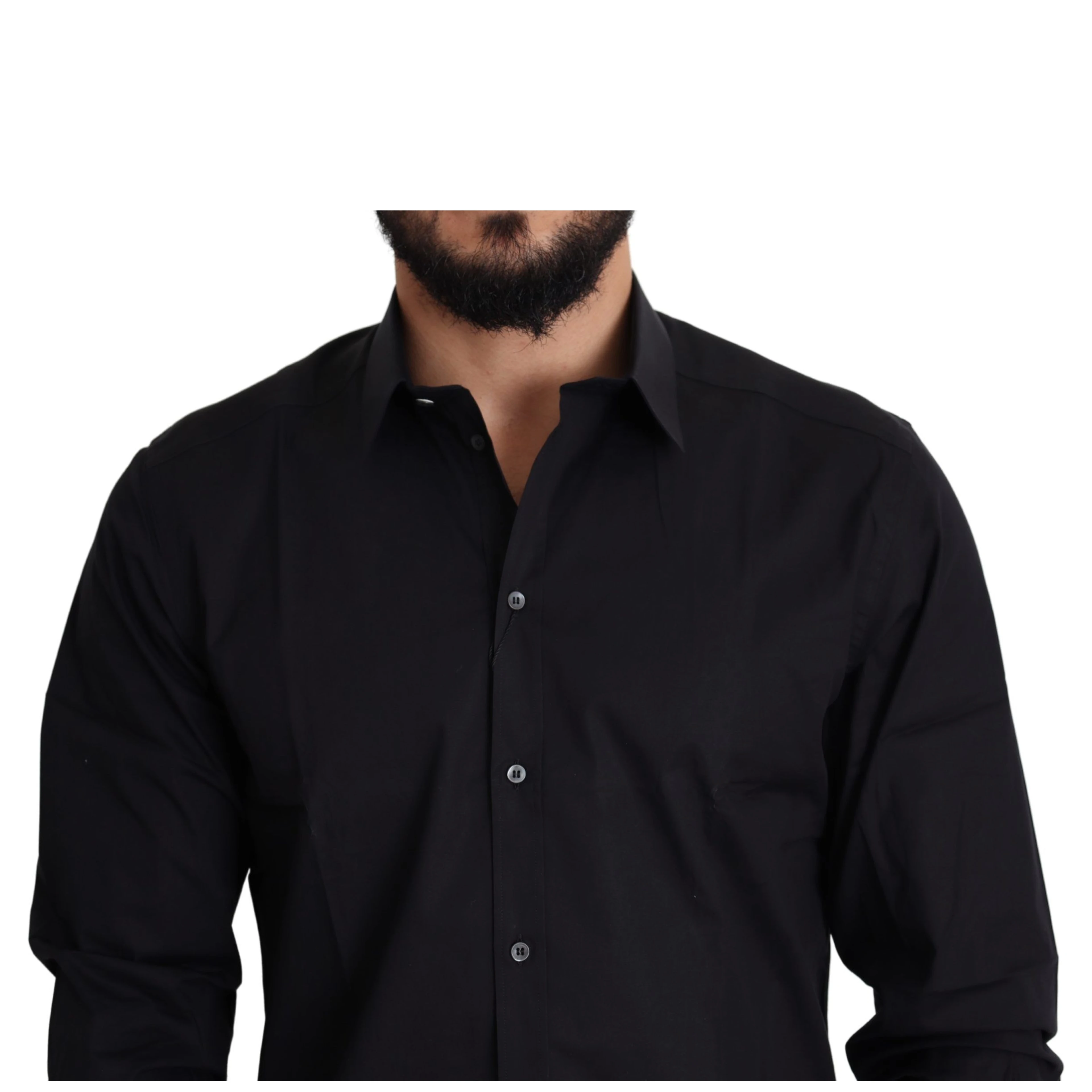 Black Cotton Stretch Formal GOLD Dress Shirt