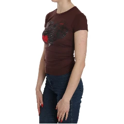 Brown Hearts Short Sleeve Casual T-shirt Top