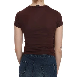 Brown Hearts Short Sleeve Casual T-shirt Top