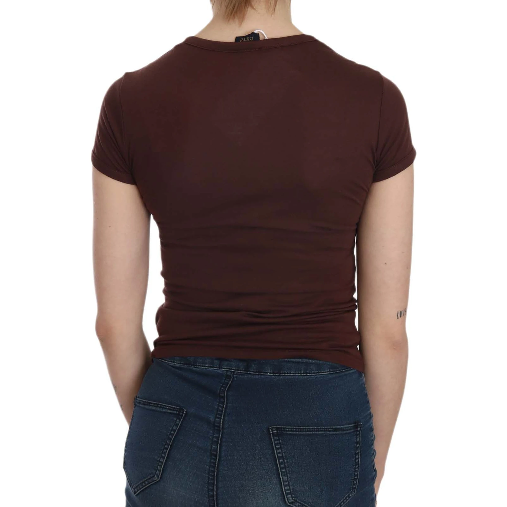 Brown Hearts Short Sleeve Casual T-shirt Top