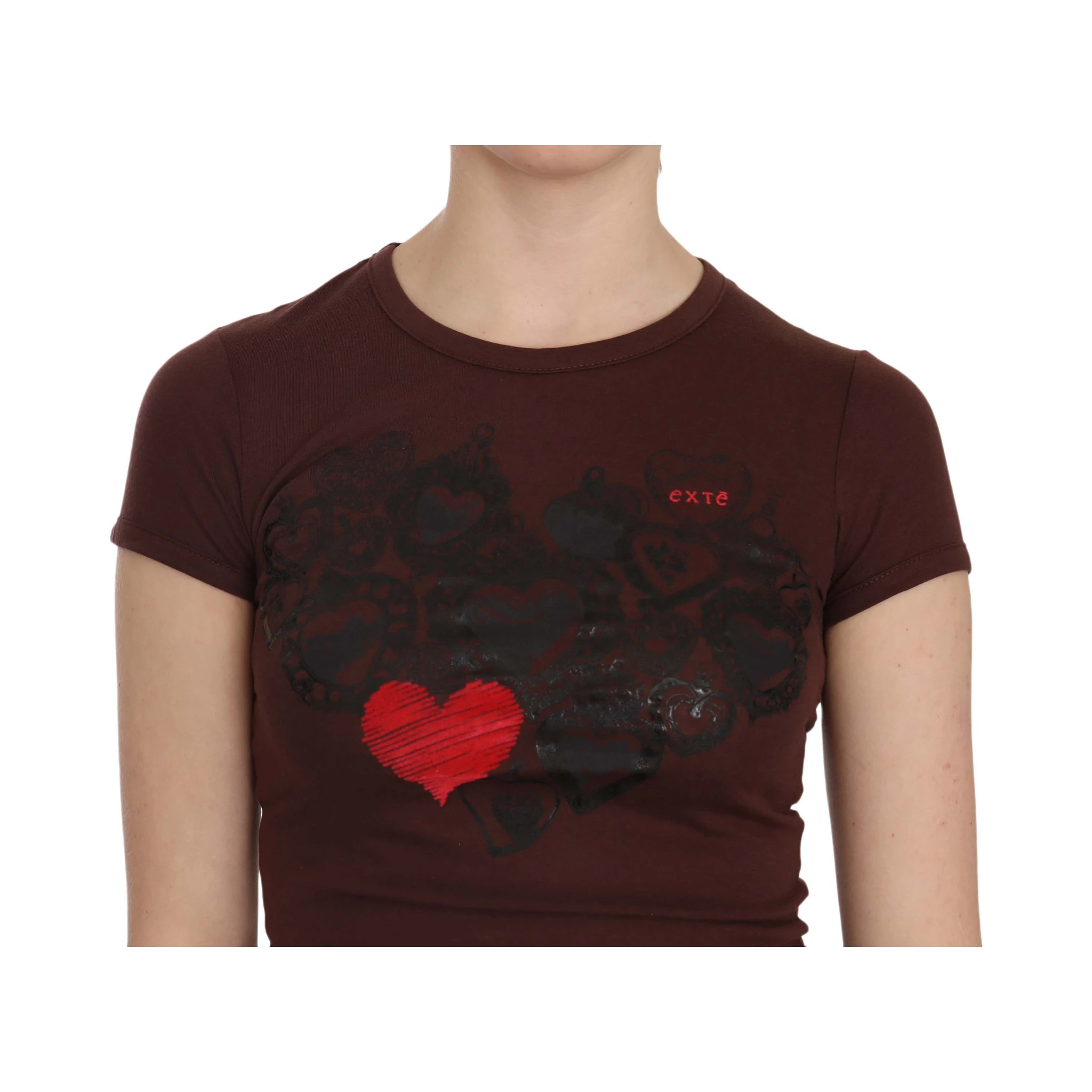 Brown Hearts Short Sleeve Casual T-shirt Top