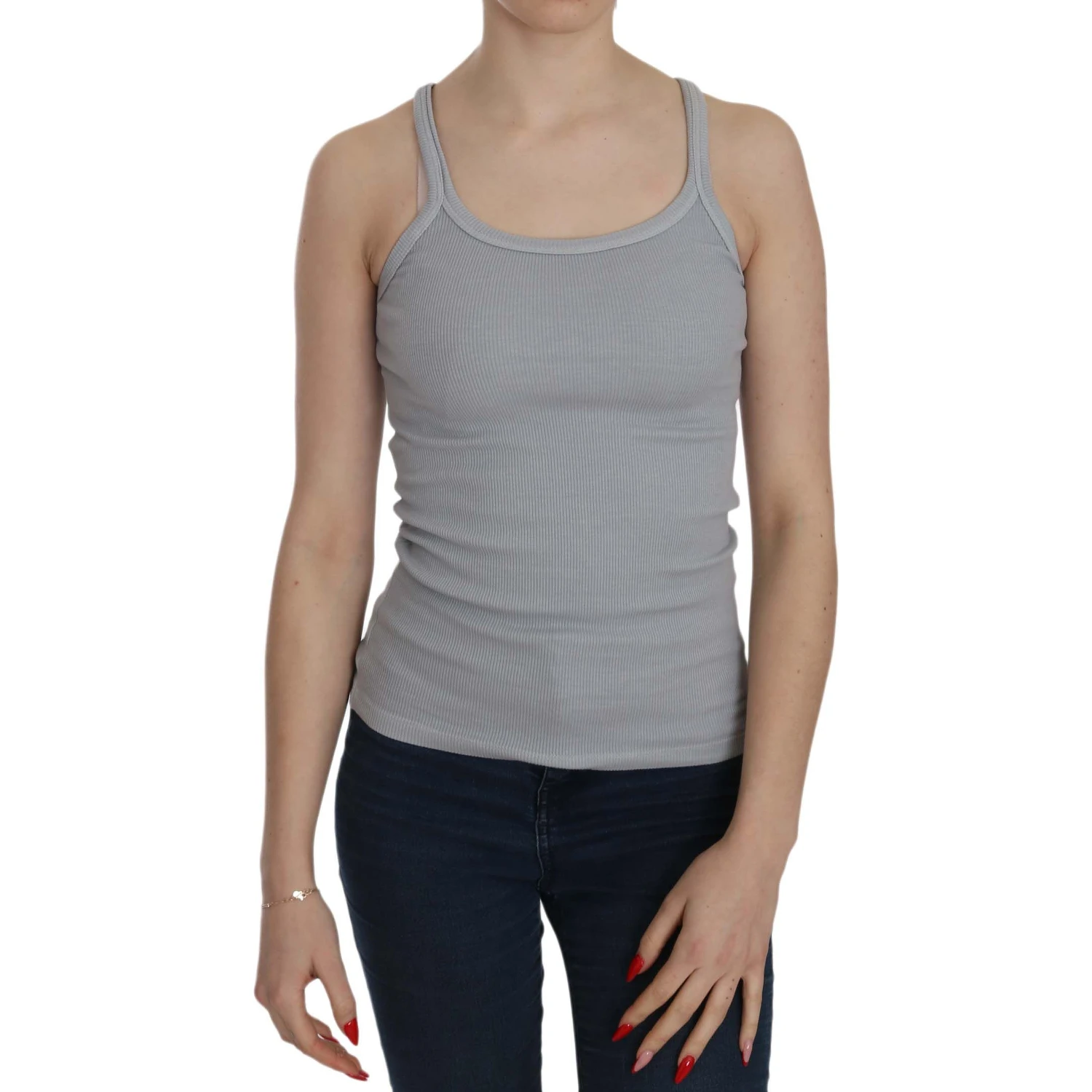 Light Grey Sleeveless Spaghetti Strap Blouse