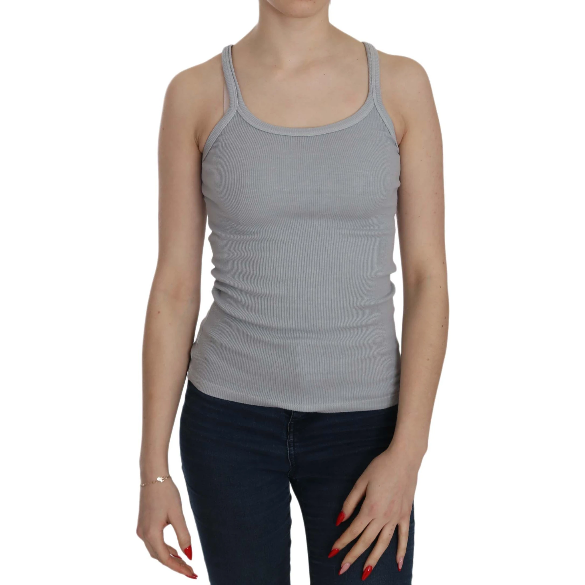 Light Grey Sleeveless Spaghetti Strap Blouse