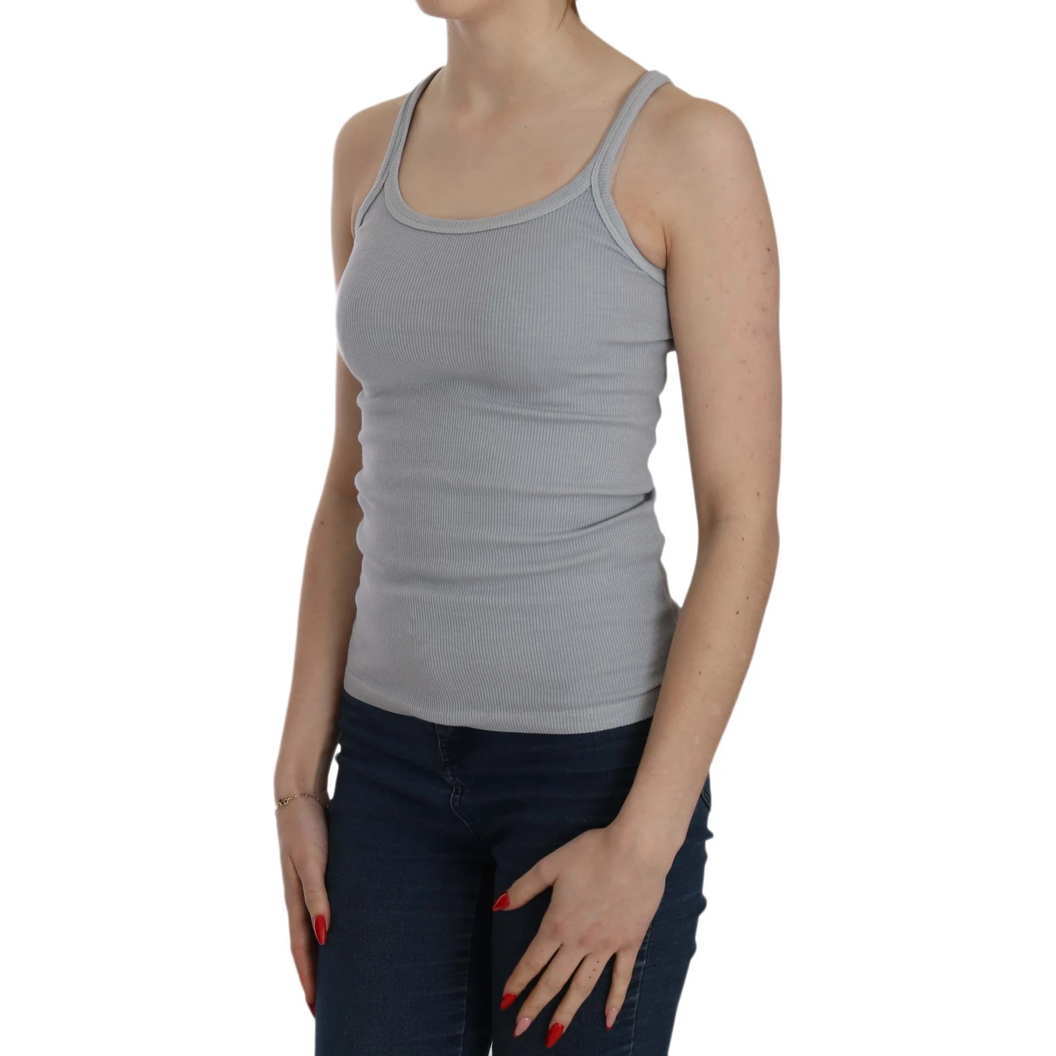 Light Grey Sleeveless Spaghetti Strap Blouse