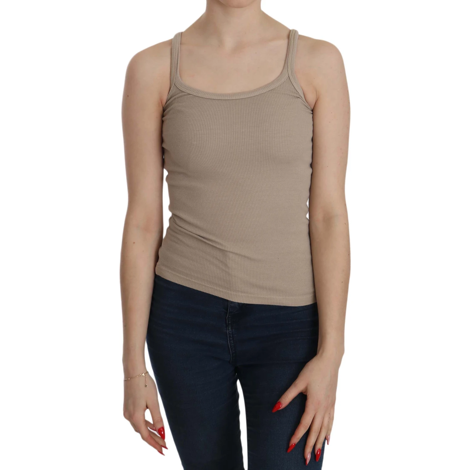 Brown Sleeveless Spaghetti Strap Top Blouse