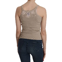 Brown Sleeveless Spaghetti Strap Top Blouse