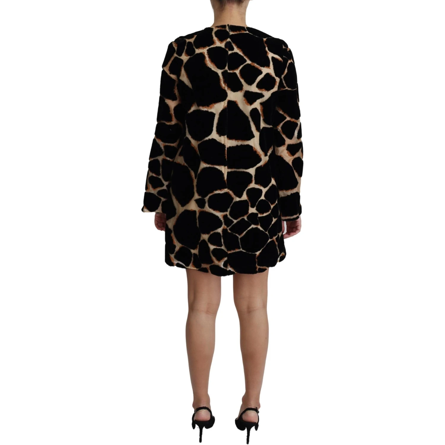 Black Giraffe Print Shift Mini Dress