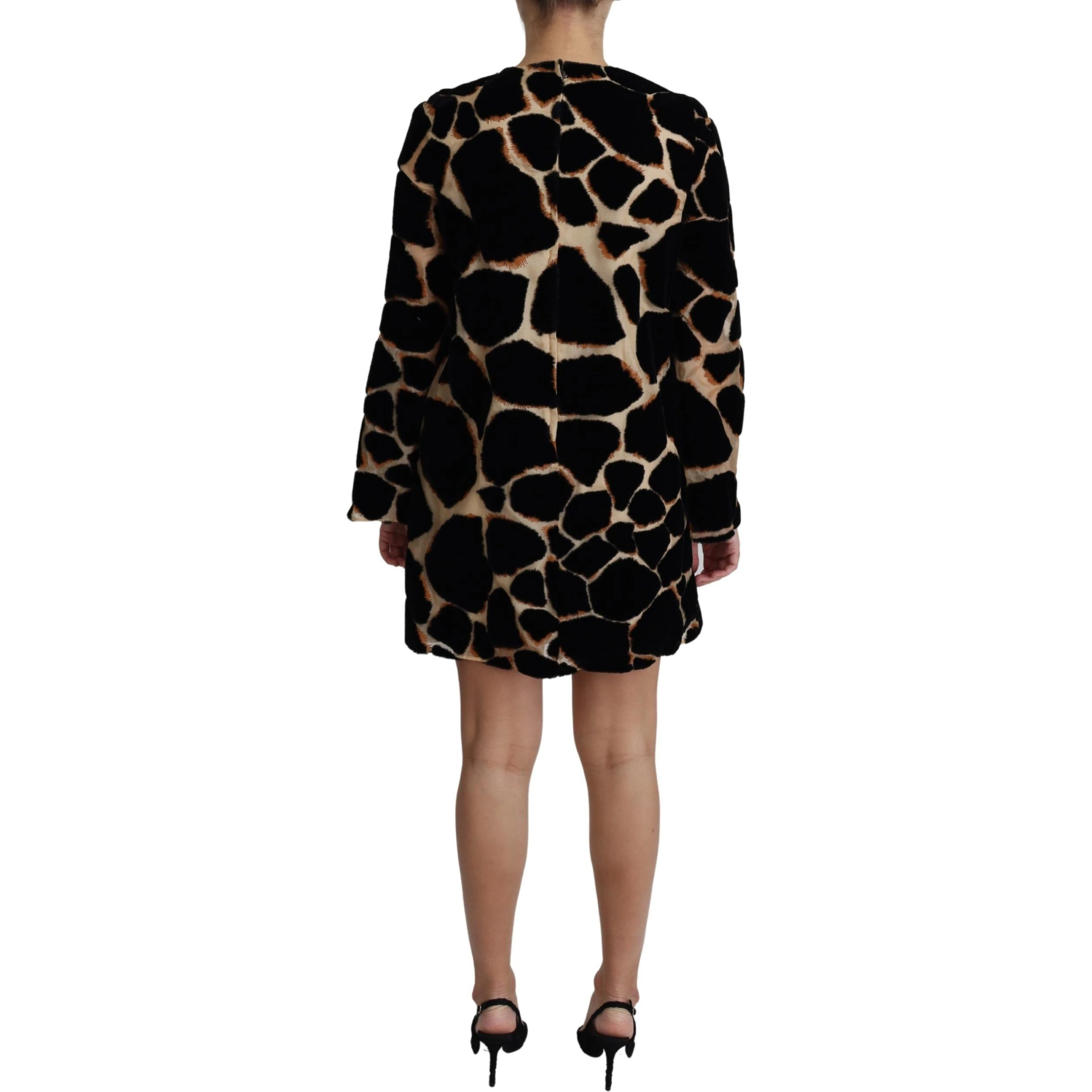 Black Giraffe Print Shift Mini Dress
