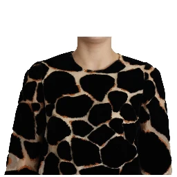 Black Giraffe Print Shift Mini Dress