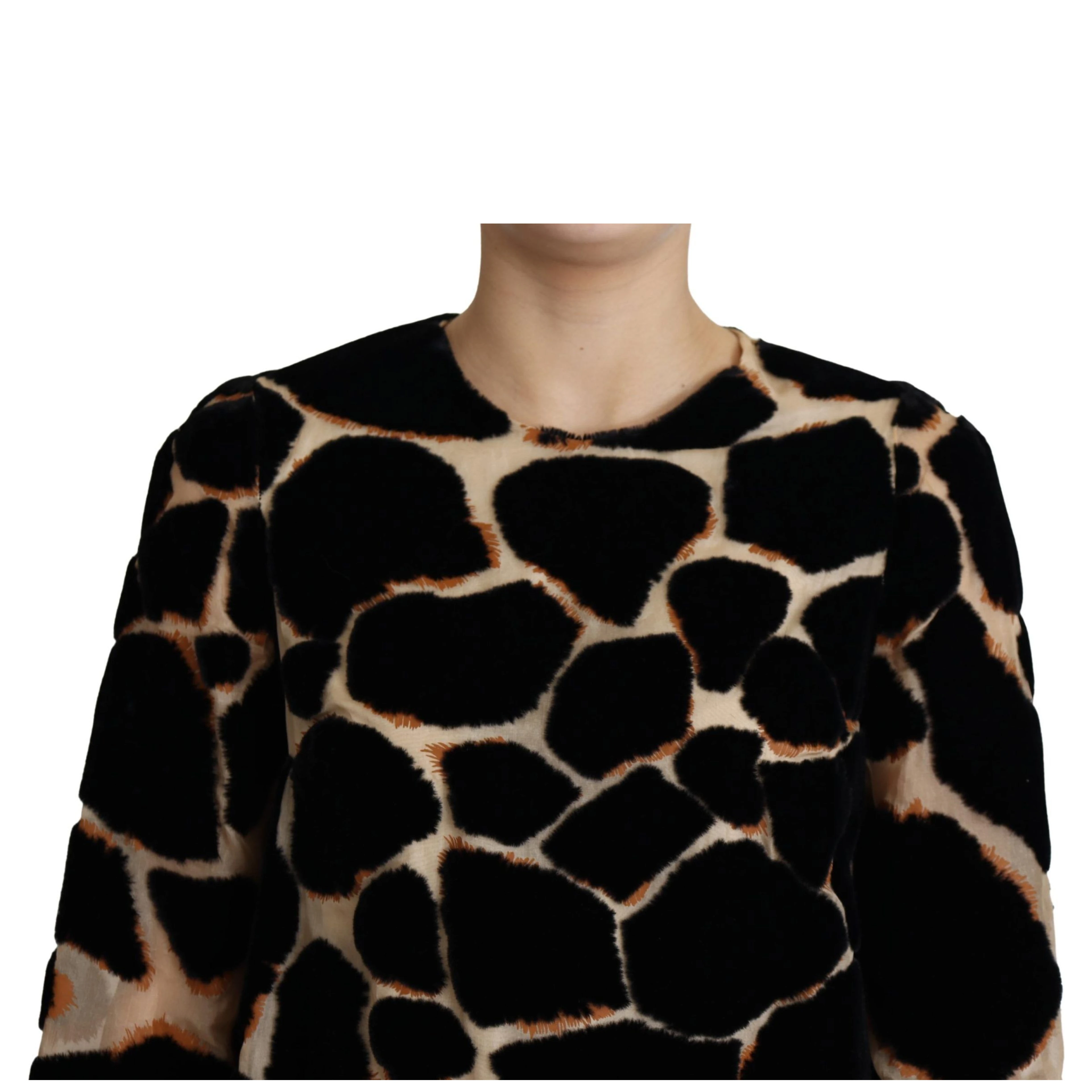 Black Giraffe Print Shift Mini Dress